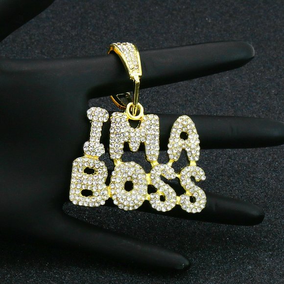 14k Gold IM A BOSS 20" Cuban Chain + Pendant - Picture 4 of 6